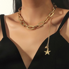 new thick hollow fine chain five-pointed star pendant necklace