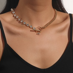 fashion OT buckle alloy diamond glass thick necklace