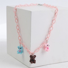 fashion long chain acrylic colorful bear pendent necklace