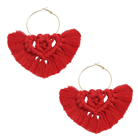 ethnic style mesh fabric fan-shape tassel earrings's discount tags