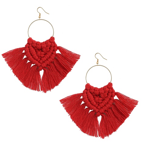 Bohemian ethnic style handmade braided tassel color earrings's discount tags