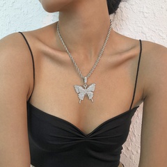 new simple alloy diamond butterfly pendent necklace