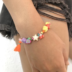 Fashion Simple Color Rice Beads Soft Pottery Tassel Bracelet