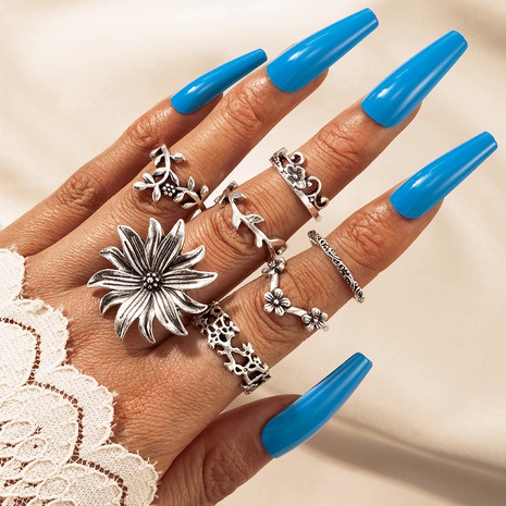 Nihaojewelry fashion flower ring 7-piece set Wholesale jewelry's discount tags
