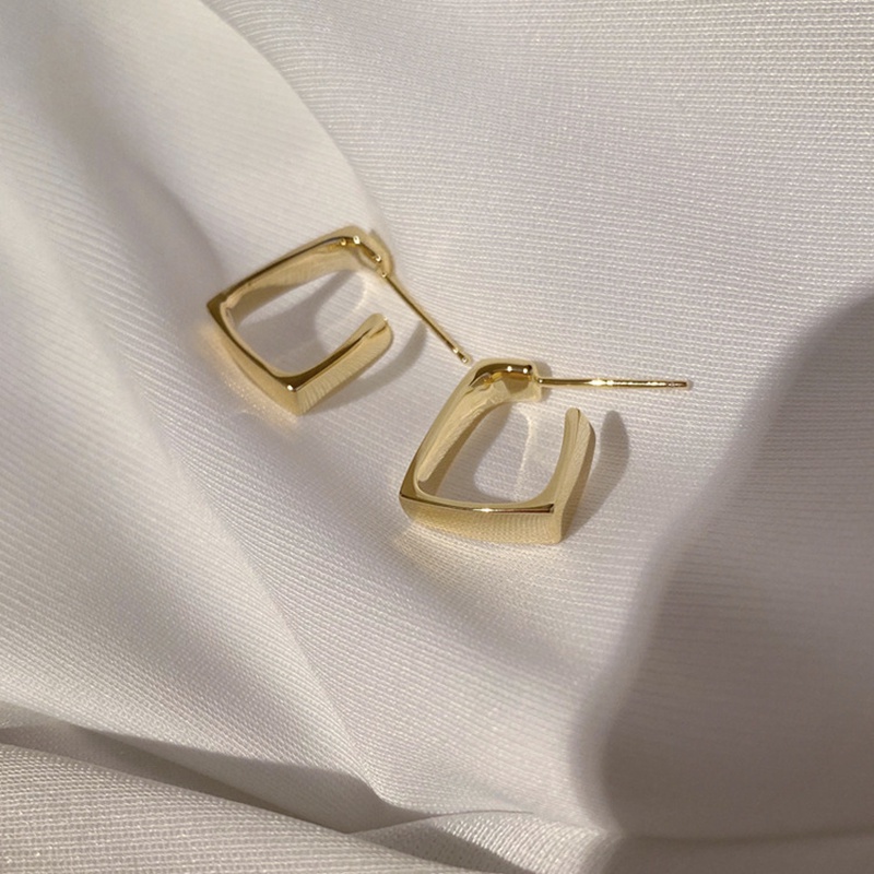 Simple square geometric metal earrings