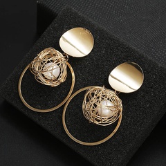 Boucles d'oreilles pendantes en perles à fil creux géométriques coréennes