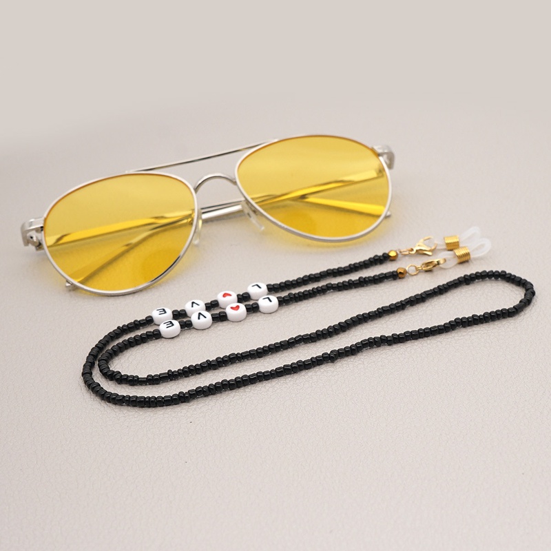 22 Years CrossBorder New Arrival Bohemian Beaded Color Glass Beads with Love Letter Glasses Sling