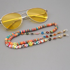 fashion soft pottery smiley face eye Multi-purpose mask glasses chain necklace