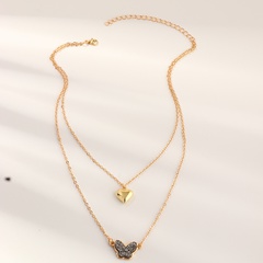 wholesale jewelry double layered heart-shaped butterfly necklace Nihaojewelry