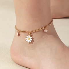 wholesale jewelry dripping oil small daisy butterfly anklet Nihaojewelry