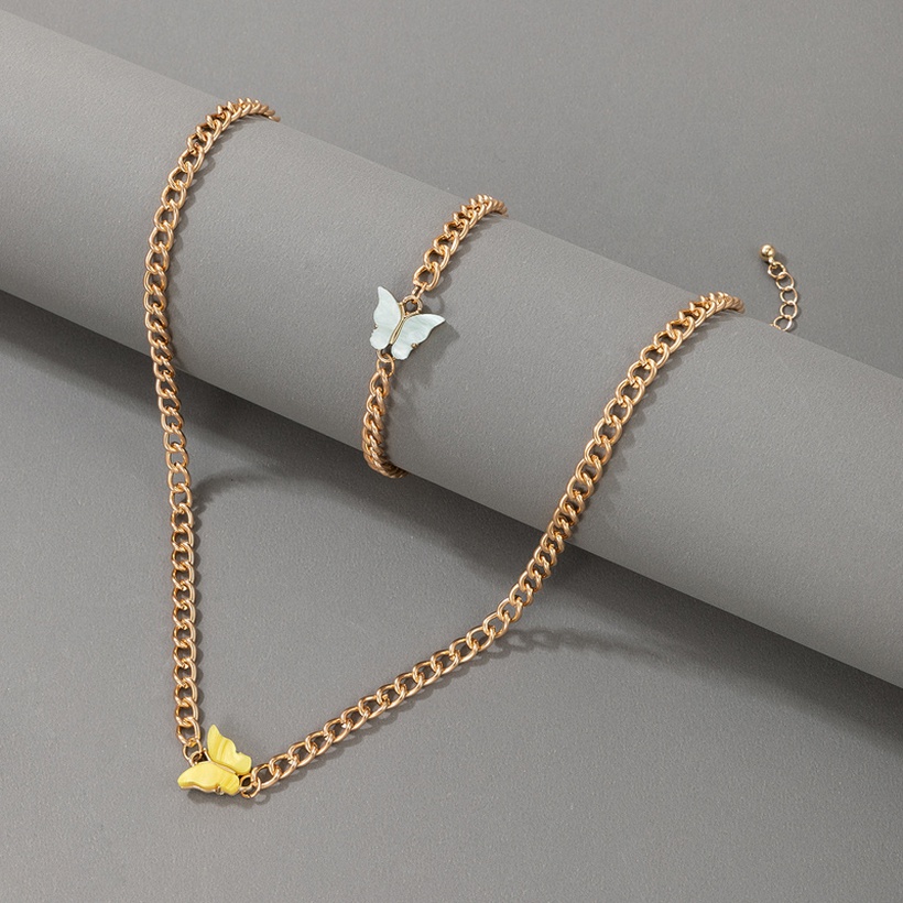 Bijoux Fantaisie Parures Bijoux | Nihaojewelry Bijoux En Gros Couleur Papillon Collier Bracelet Ensemble - UQ01199