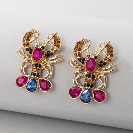 Nihaojewelry Fashion Color Rhinestone Lobster Earrings Wholesale jewelry's discount tags