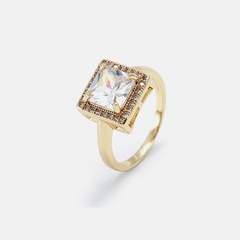 Fashion White Square Zircon Gold Plated Ring Wholesale
