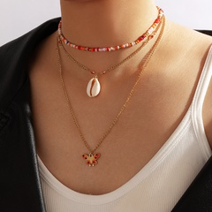 Nihaojewelry Jewelry Metal Beads Shell Butterfly Pendant Necklace Wholesale