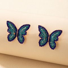 Nihaojewelry bijoux en gros boucles d'oreilles papillon en strass de couleur contrastée