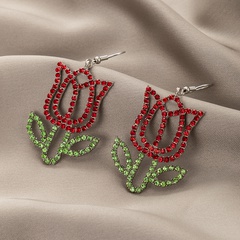 Nihaojewelry jewelry wholesale diamond contrast color flower earrings