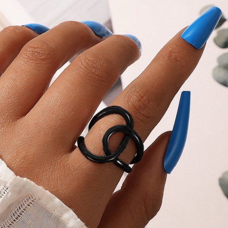 Wholesale Jewelry Simple Black Knotted Irregular Geometric Ring Nihaojewelry's discount tags
