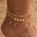 Wholesale Jewelry Simple Triangle Arrow Disc Hollow Leaf Anklet 4Piece Set Nihaojewelrypicture6