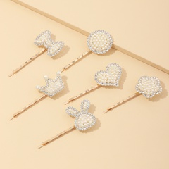 Nihaojewelry Korean Style Pearl Heart-shaped Butterfly Hairpin Wholesale jewelry