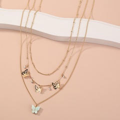 Großhandel Schmuck Mode Metall Schmetterling Quaste mehrschichtige Halskette nihaojewelry