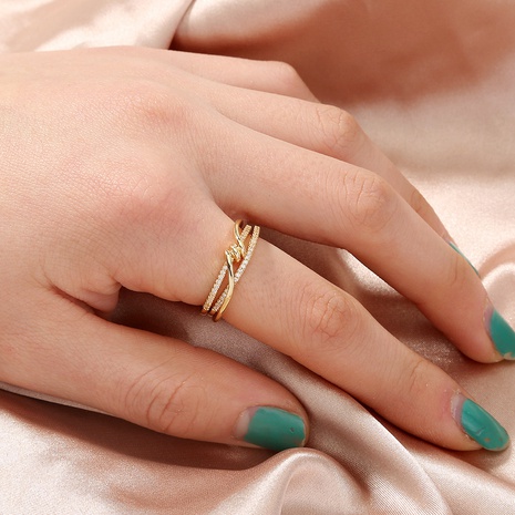wholesale joyería anudada micro anillo de cobre de múltiples capas de circón Nihaojewelry's discount tags
