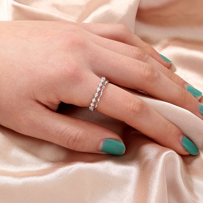 wholesale jewelry wave zircon double copper ring Nihaojewelry