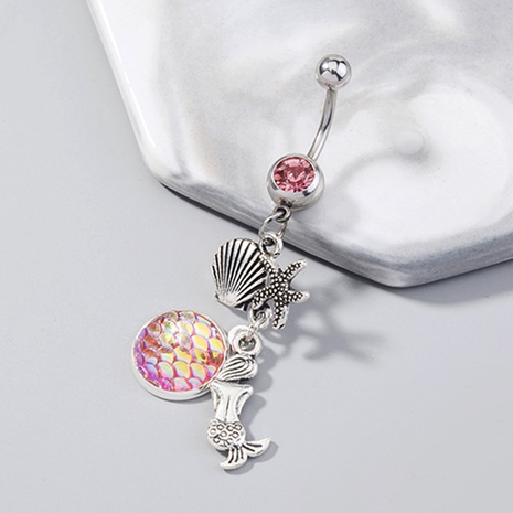 Vente en gros bijoux écailles de poisson cristal en acier inoxydable nombril clou Nihaojewelry's discount tags