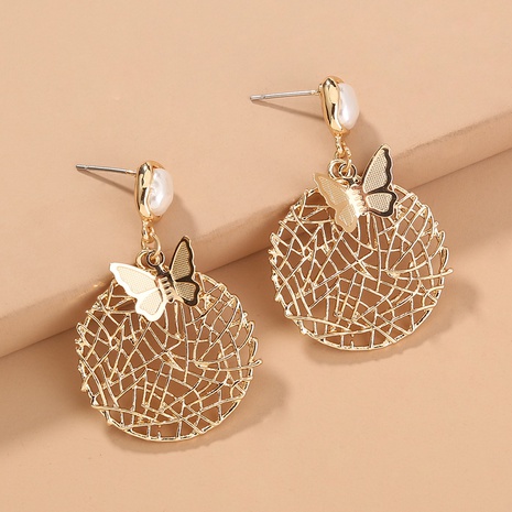 wholesale jewelry round hollow metal butterfly earrings Nihaojewelry's discount tags