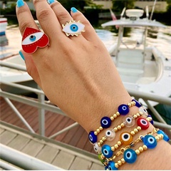 Nihaojewelry ethnic style colored glaze evil eye gold bead bracelet Wholesale jewelry