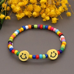 Nihaojewelry boho style color rice bead smiley face bracelet jewelry Wholesale