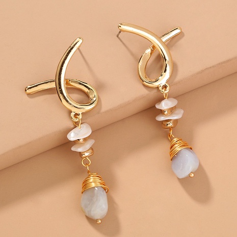 wholesale jewelry jelly geometric blue natural stone earrings Nihaojewelry's discount tags