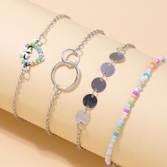 Nihaojewelry Jewelry Wholesale Color Beads Peach Heart Circle Pendant Children's Bracelet Set