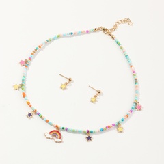 Nihaojewelry Colored Beads Children's Necklace Star Earrings Set Jewelry Wholesale