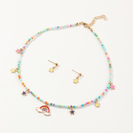 Nihaojewelry cuentas de colores collar para niños pendientes de estrella conjunto de joyas al por mayor's discount tags