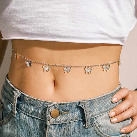 Nihaojewelry jewelry wholesale silver butterfly tassel waist chain's discount tags