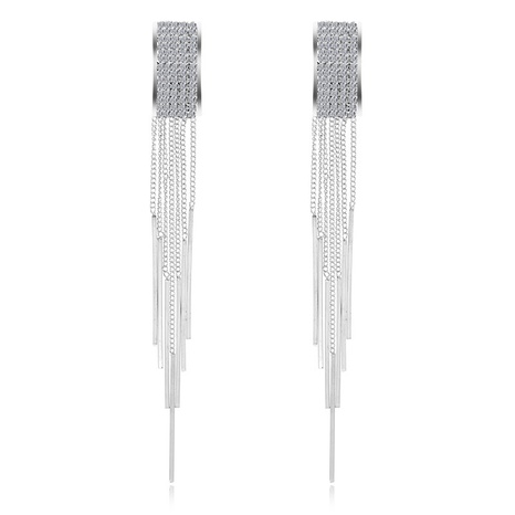 Nihaojewelry exaggerated long chain tassel square diamond earrings Wholesale jewelry's discount tags