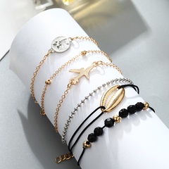 Nihaojewelry fashion shell airplane map bead chain alloy set bracelet jewelry Wholesale