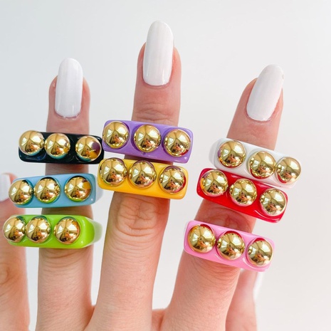 wholesale joyería retro color caramelo resina anillo de empalme de metal nihaojewelry's discount tags