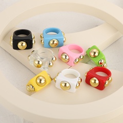 wholesale jewelry fashion candy color metal acrylic ring nihaojewelry
