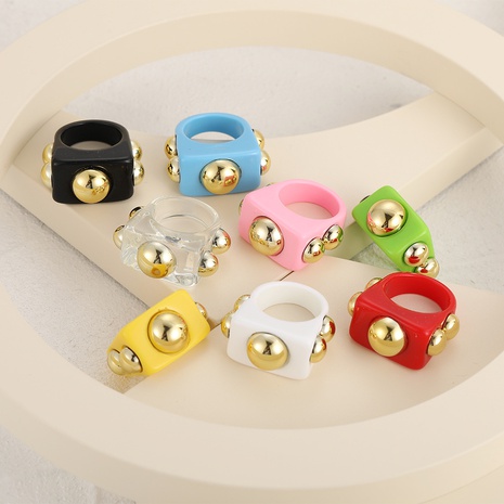 wholesale joyería de moda anillo de acrílico de metal de color caramelo nihaojewelry's discount tags