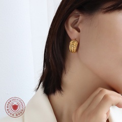 wholesale jewelry fashion three-layer croissant-shape titanium steel earrings nihaojewelry