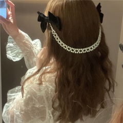 Nihaojewelry joyería coreana de la horquilla del arco de la cadena de la perla al por mayor