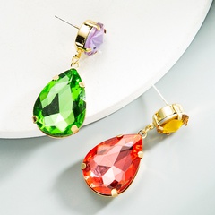 wholesale jewelry retro asymmetrical drop-shaped glass diamond earrings nihaojewelry