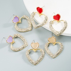 wholesale jewelry retro heart-shaped rhinestone earrings nihaojewelry