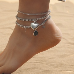 Nihaojewelry retro double layer heart star chain anklet Wholesale jewelry