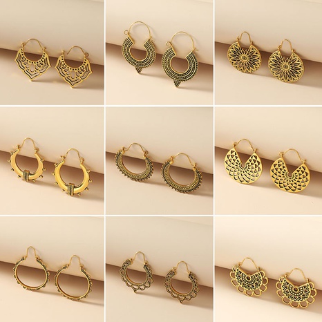 vente en gros bijoux rétro simples boucles d'oreilles géométriques creuses nihaojewelry's discount tags