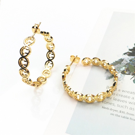 vente en gros bijoux rétro smiley boucles d'oreilles en cuivre plaqué or nihaojewelry's discount tags