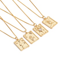 Nihaojewelry Copper Plated Gold Rectangular Heart Palm Demon Eye Necklace Wholesale Jewelry