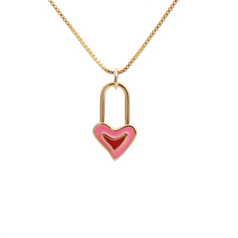 Nihaojewelry oeil chanceux cuivre zircon coeur serrure collier bijoux en gros's discount tags