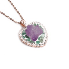 Nihaojewelry Simple Amethyst Heart Diamond Pendant Necklace Jewelry Wholesale